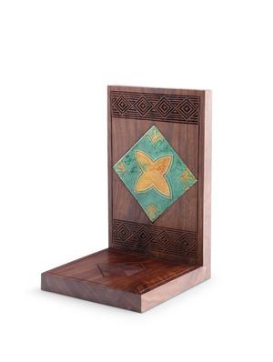 wooden book end set with ceramic tiles - 9688305 - Standard Image - 3