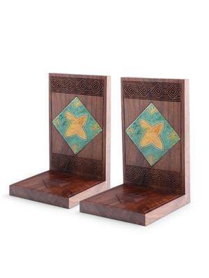 wooden book end set with ceramic tiles - 9688305 - Standard Image - 6