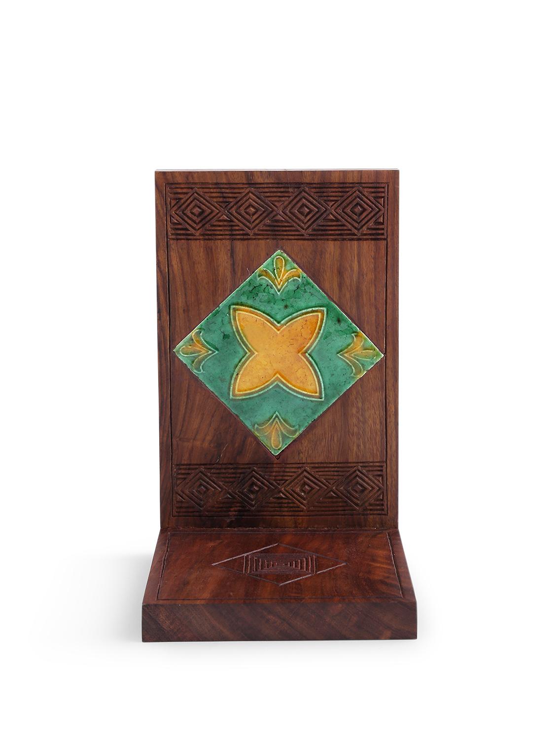 wooden book end set with ceramic tiles - 9688305 - Zoom Image - 5