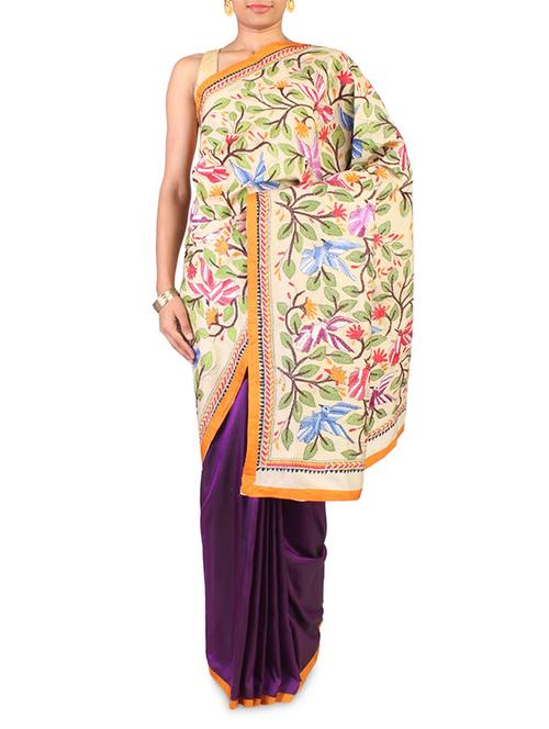 multicolored floral and foliage printed pure silk saree - 9689113 - Very Small Image - 1