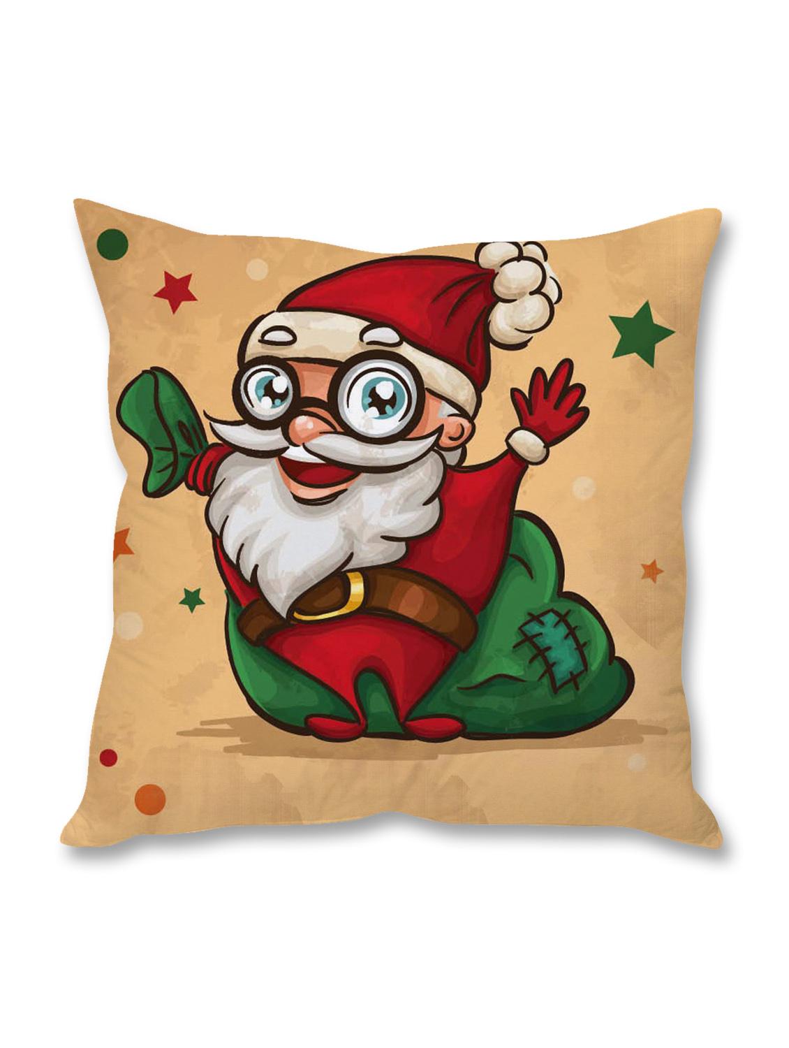 beige santa printed cushion cover - 9689373 - Zoom Image - 1