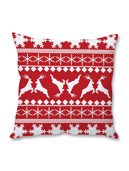 red and white christmas theme printed cushion cover - 9689418 - Standard Image - 1