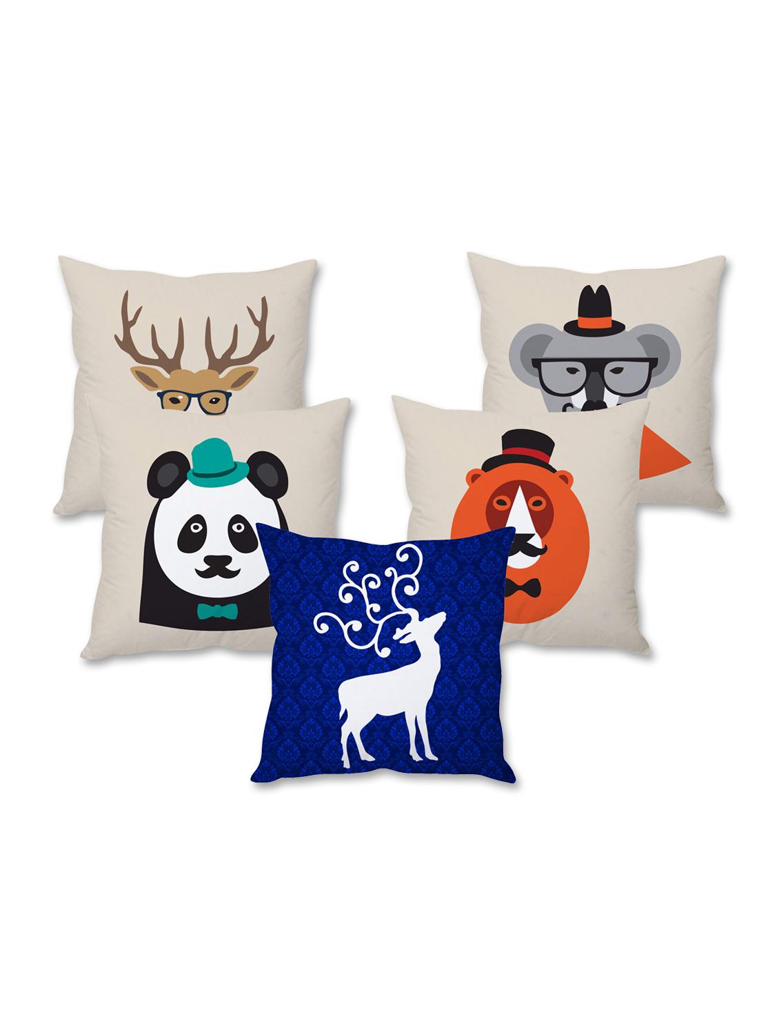 set of 5 christmas theme printed cushion cover - 9689462 - Zoom Image - 1