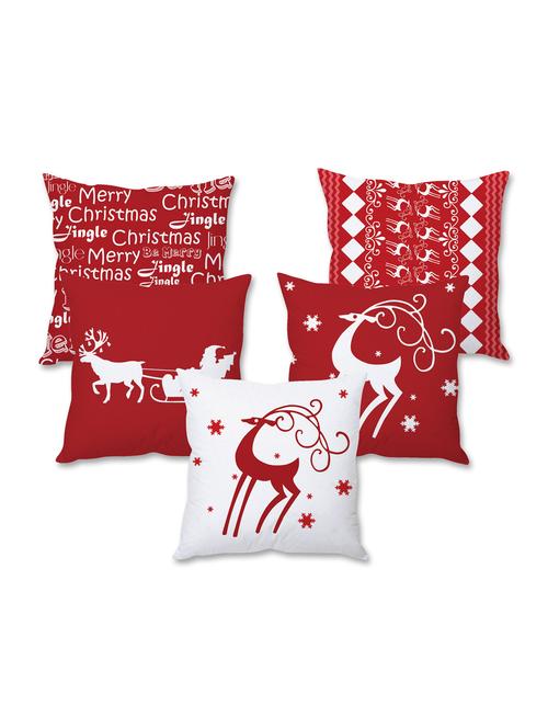 set of 5 christmas theme printed cushion cover - 9689466 - Standard Image - 1