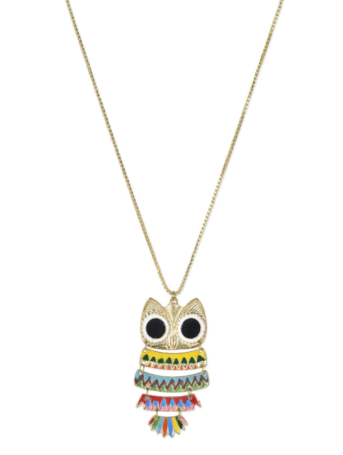 colorful owl necklace with golden chain - 969422 - Zoom Image - 1