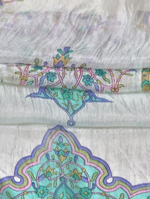 white and green printed silk stole - 9695425 - Standard Image - 2