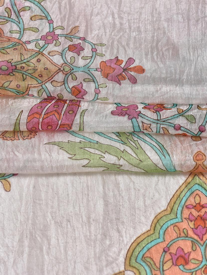 white printed silk stole - 9695430 - Zoom Image - 2