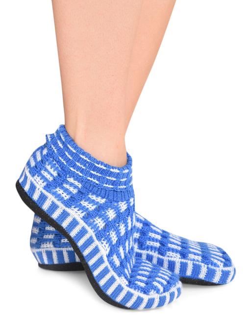 blue and white acrylic ankle length booties - 9697398 - Very Small Image - 1