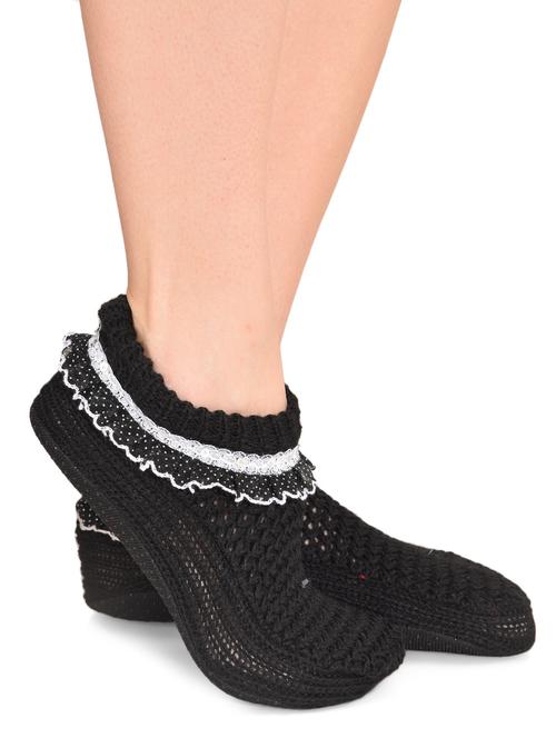 black frilled acrylic ankle length booties - 9697403 - Very Small Image - 1