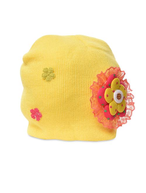 Yellow floral patch worked acrylic cap - 9697472 - Standard Image - 1