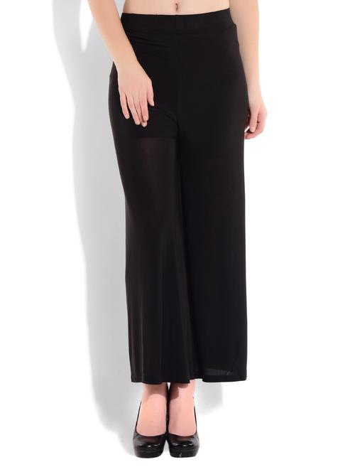 black laycra easy fit plazo - 9699107 - Standard Image - 1