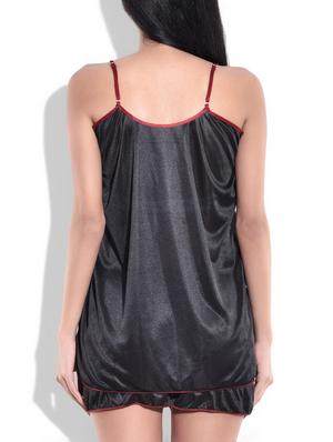 black satin top and short set - 9700686 - Standard Image - 3