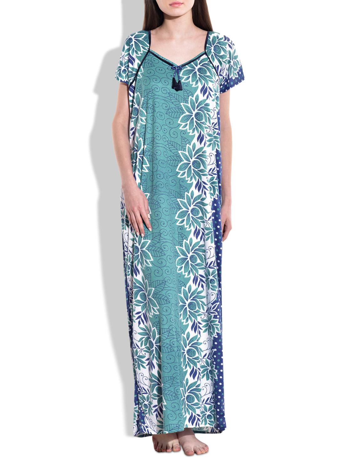 Purple,white,green Cotton spandex Knit Nighty - 9700696 - Zoom Image - 1