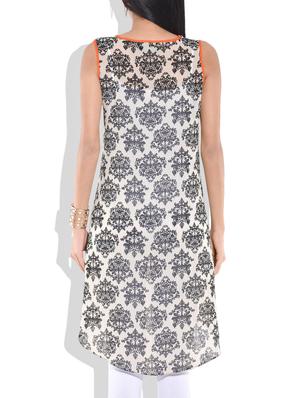 cream georgette asymmetrical swing top - 9701138 - Standard Image - 3