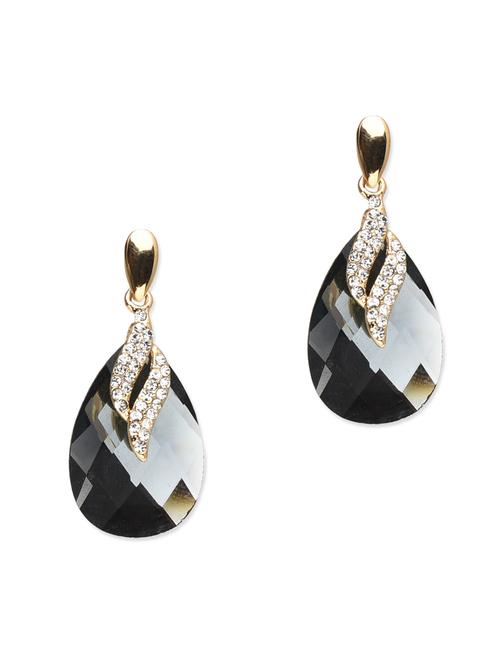 Grey Crystal Embellished Gold Drop Earrings - 9702076 - Very Small Image - 1
