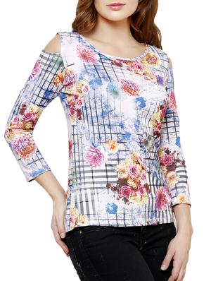 floral cold shoulder top - 9703315 - Standard Image - 2