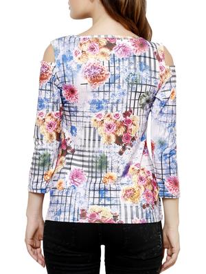 floral cold shoulder top - 9703315 - Standard Image - 3