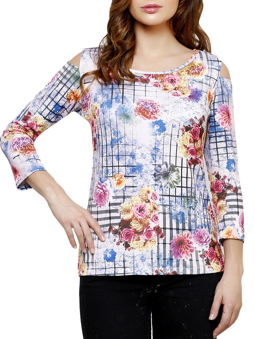 floral cold shoulder top - 9703315 - Zoom Image - 1