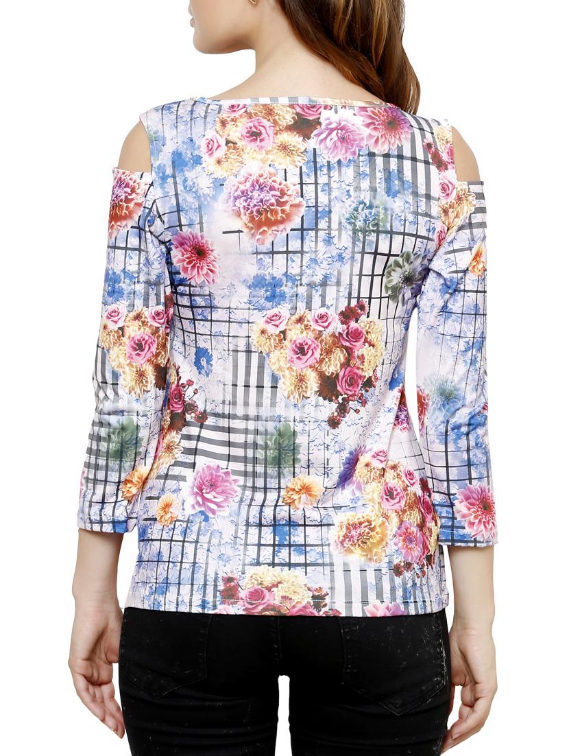 floral cold shoulder top - 9703315 - Zoom Image - 3