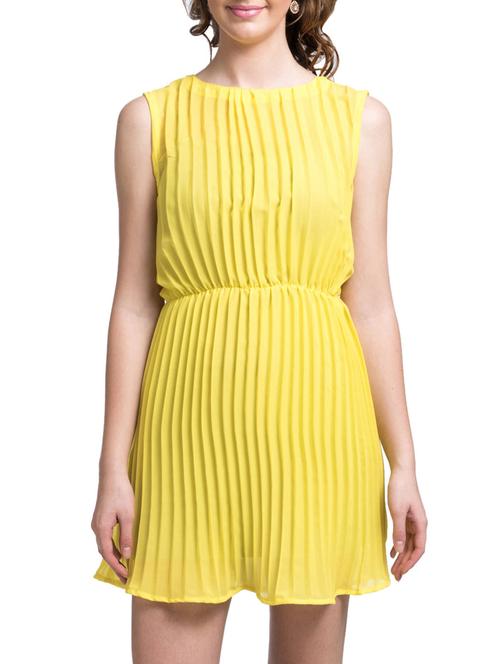 yellow solid sleeveless blouson dress - 9703823 -  Standard Image - 0