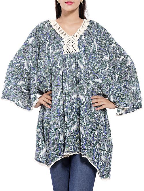 lace detail paisley kaftan - 9703874 - Standard Image - 1