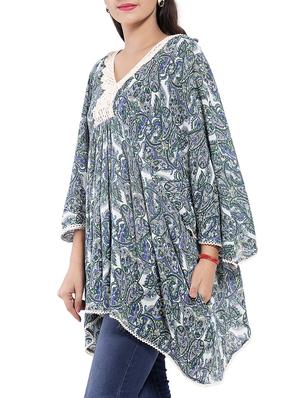 lace detail paisley kaftan - 9703874 - Standard Image - 2