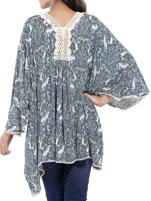 lace detail paisley kaftan - 9703874 - Standard Image - 3