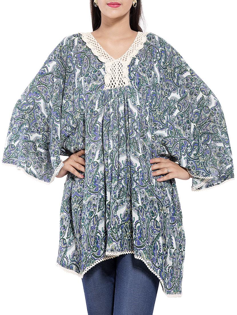 lace detail paisley kaftan - 9703874 - Zoom Image - 1