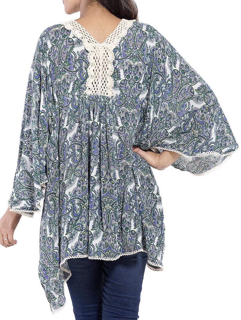 lace detail paisley kaftan - 9703874 - Zoom Image - 3