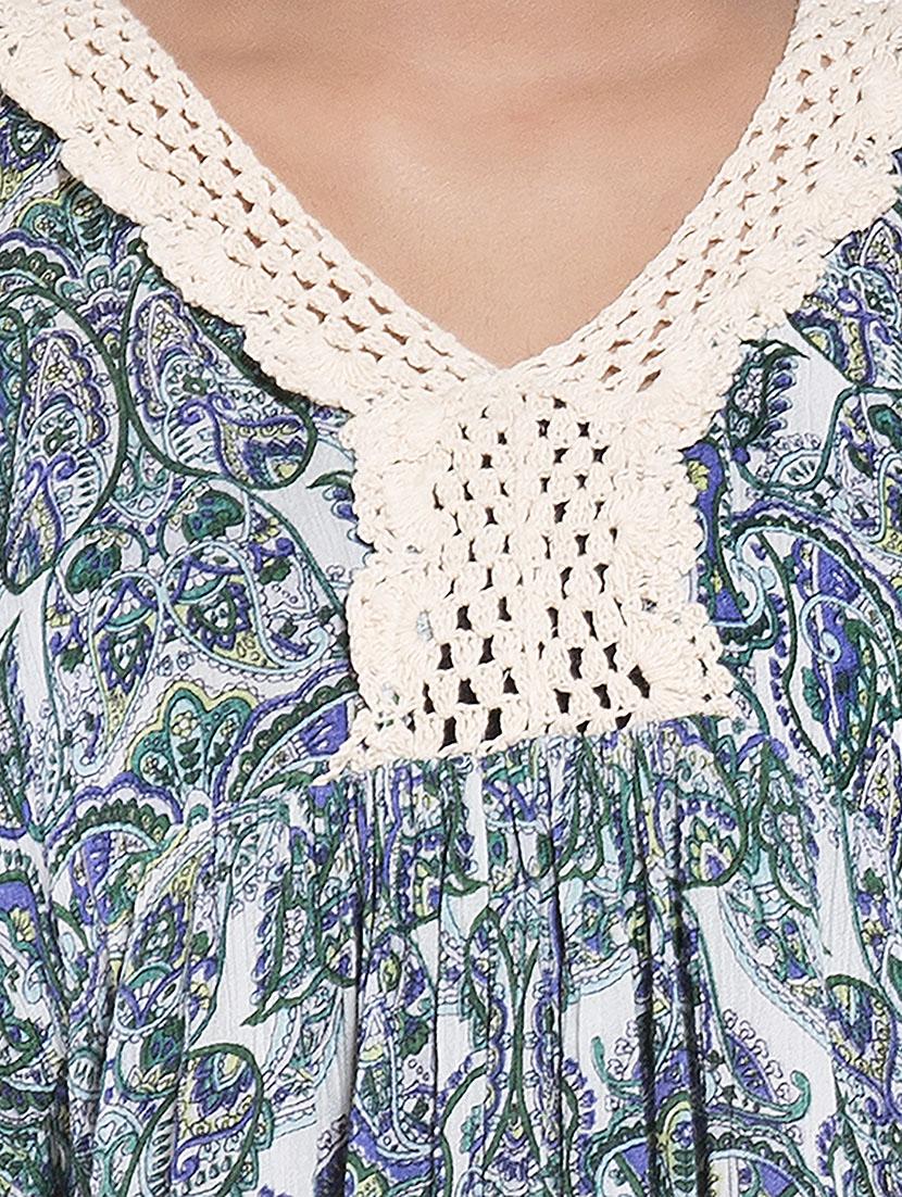 lace detail paisley kaftan - 9703874 - Zoom Image - 4