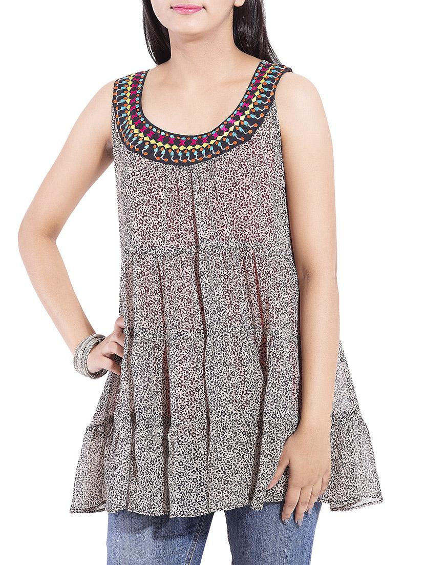 embroidered lace a-line tunic - 9703876 - Zoom Image - 1