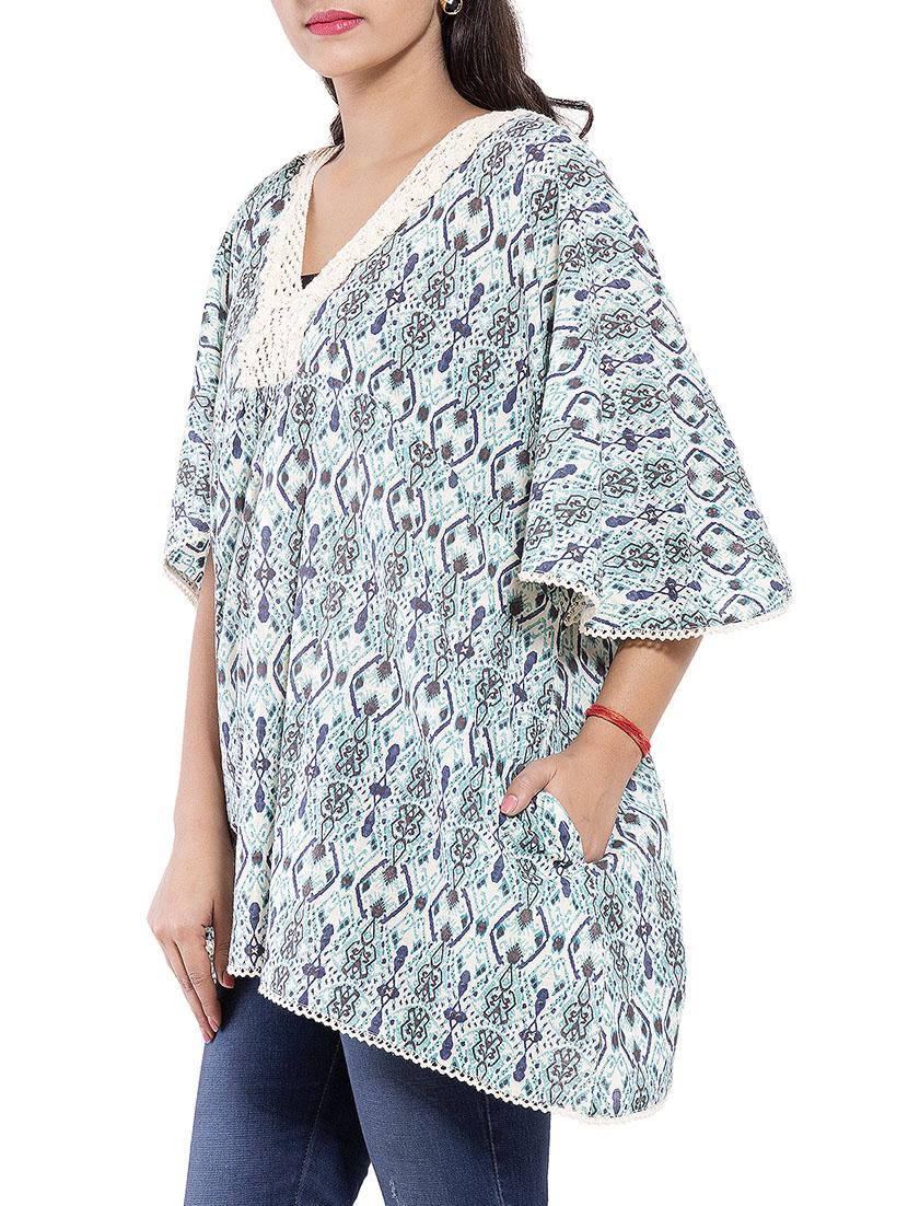 lace detail v-neck kaftan - 9703882 - Zoom Image - 2