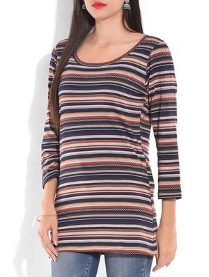multicoloured striped jacquard cotton top - 9703961 - Standard Image - 2