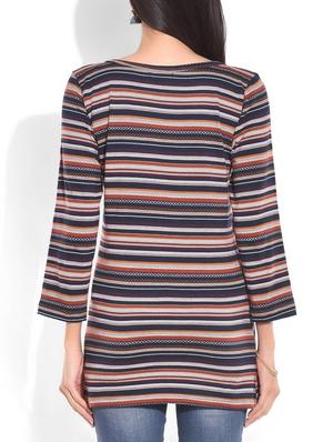 multicoloured striped jacquard cotton top - 9703961 - Standard Image - 3