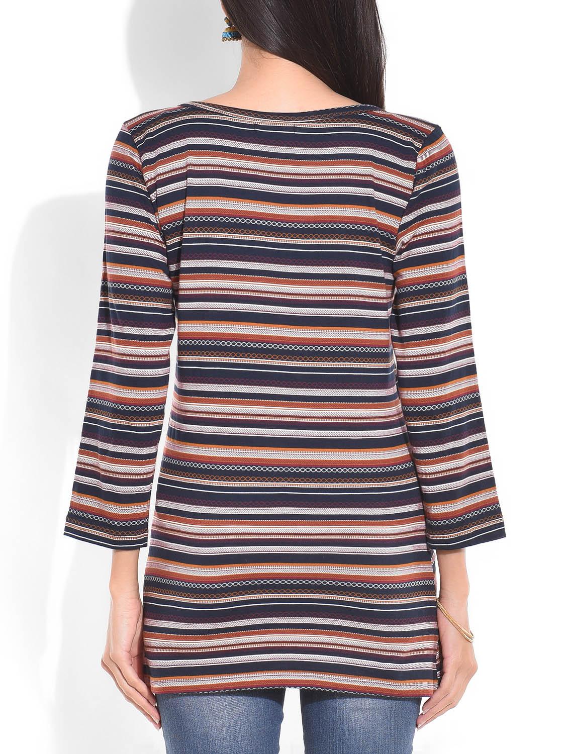 multicoloured striped jacquard cotton top - 9703961 - Zoom Image - 3
