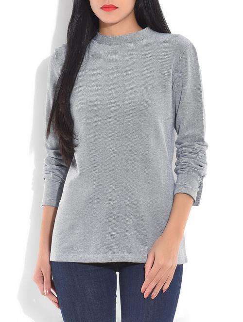 blue high-neck cotton t-shirt - 9703963 - Standard Image - 1