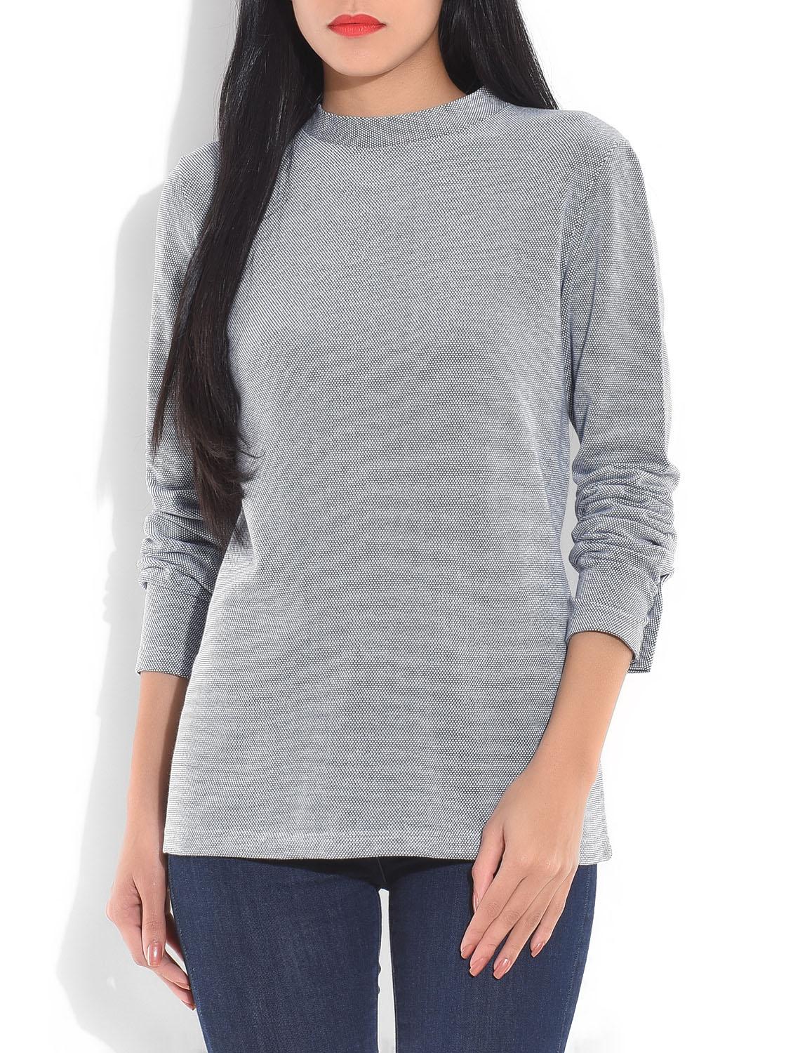 blue high-neck cotton t-shirt - 9703963 - Zoom Image - 1