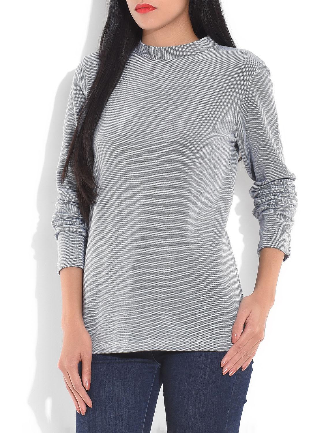 blue high-neck cotton t-shirt - 9703963 - Zoom Image - 2
