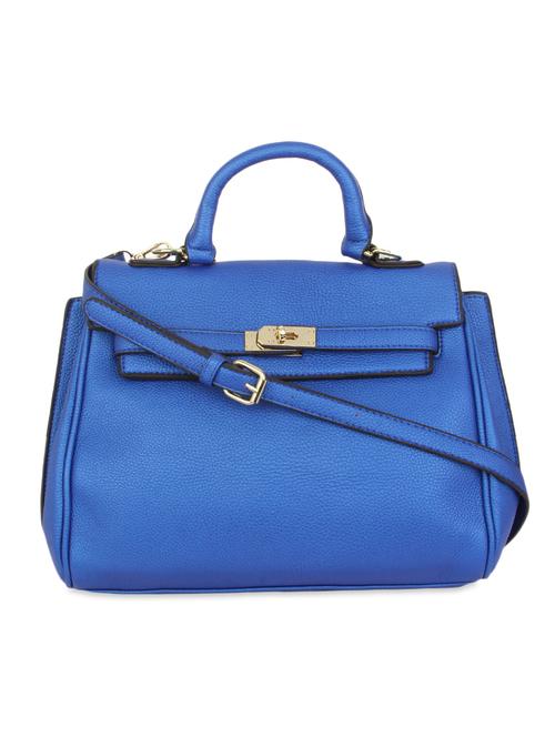 blue textured faux leather handbag - 9704358 - Standard Image - 1