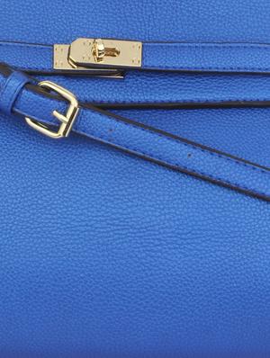 blue textured faux leather handbag - 9704358 - Standard Image - 4