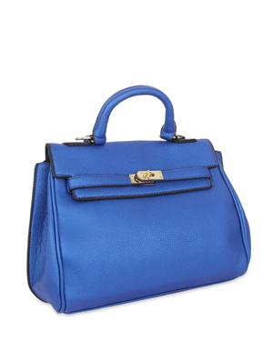 blue textured faux leather handbag - 9704358 - Standard Image - 5