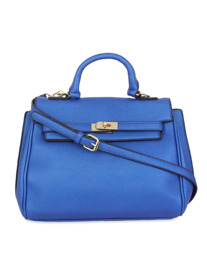 blue textured faux leather handbag - 9704358 - Zoom Image - 1