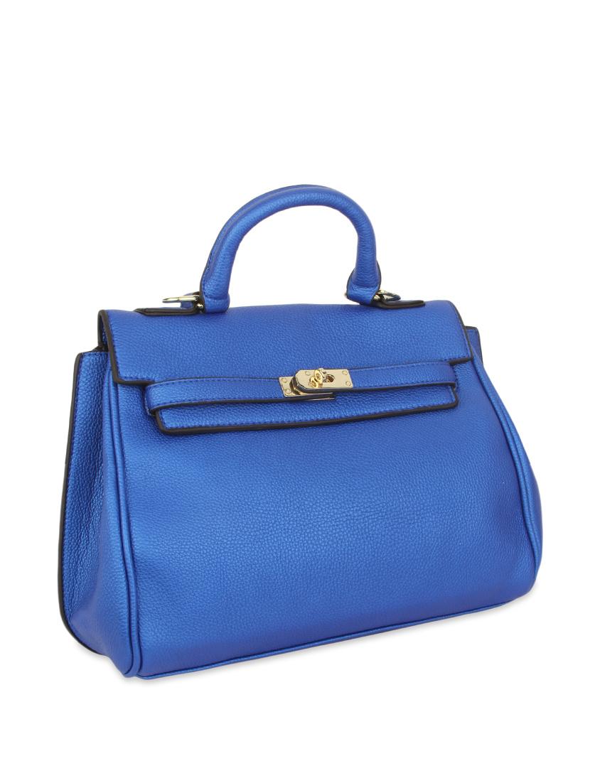 blue textured faux leather handbag - 9704358 - Zoom Image - 5