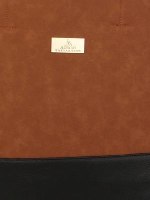 brown and black faux leather handbag - 9704365 - Standard Image - 5