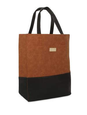 brown and black faux leather handbag - 9704365 - Standard Image - 6