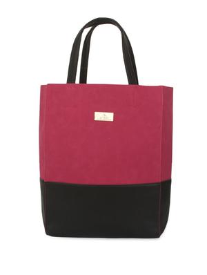 maroon faux leather tote with pouch - 9704367 - Standard Image - 2