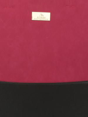 maroon faux leather tote with pouch - 9704367 - Standard Image - 5