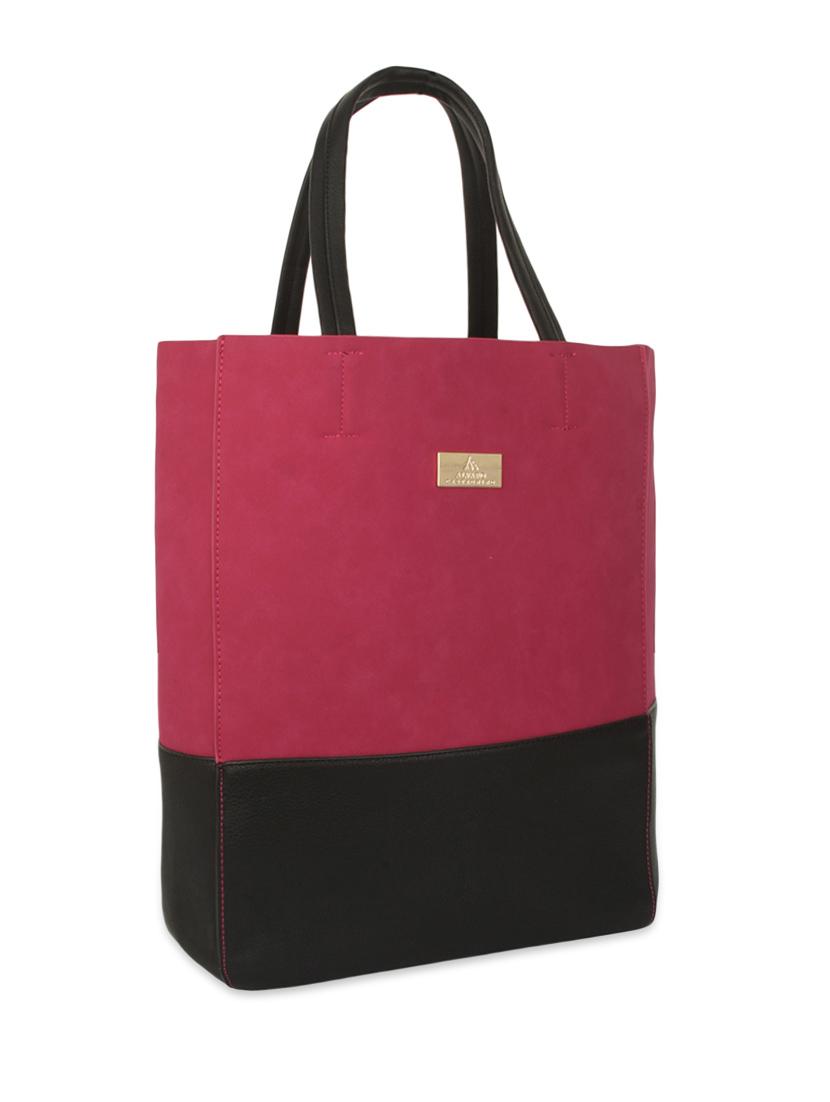 maroon faux leather tote with pouch - 9704367 - Zoom Image - 6