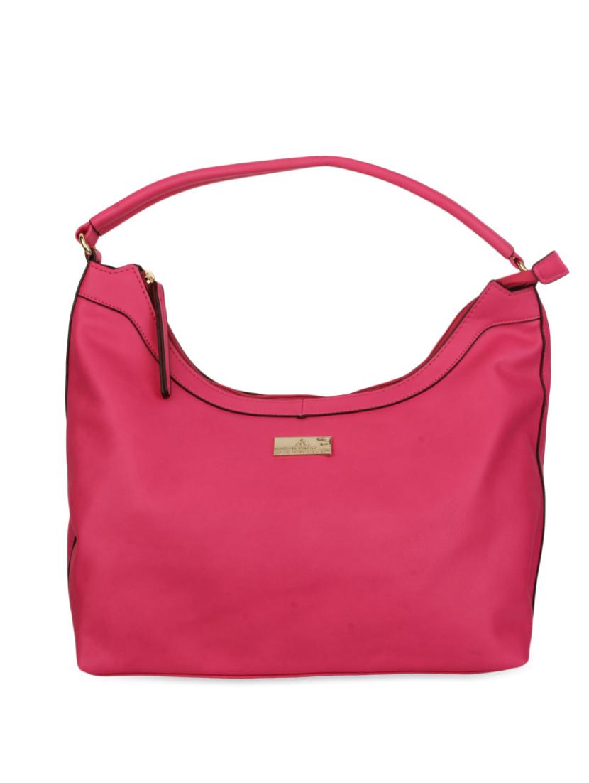 pink faux leather handbag