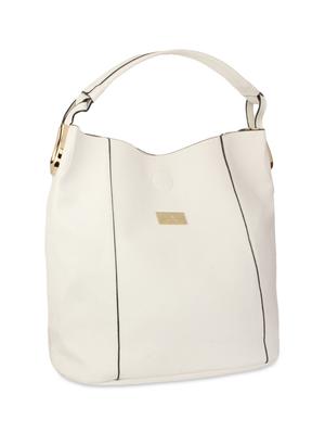white textured faux leather handbag with pouch - 9704390 - Standard Image - 5